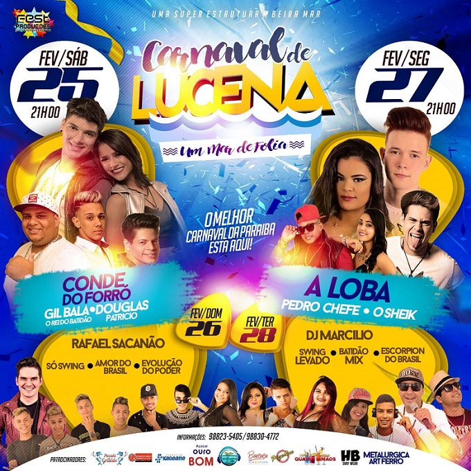 Programação do Carnaval de Lucena 2017.